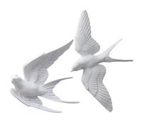 HEMOTON Décoration Murale Moderne et Rustique Oiseaux 3d Hirondelle en Résine Blanche Lot de 2 Facile à Accrocher et Nettoyer pour Salon ou Entrée