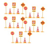 HEMOTON Décorations de Gâteaux en Plastique 25pcs de Panneaux Routiers Réutilisables Pics à Gâteau pour Fête à Thème et Anniversaire