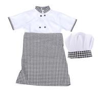 HEMOTON Déguisement de Chef pour Garçon et Filles 3 Pièces avec Toque, Veste et Tablier en Tissu Respirant, Taille 130cm, Costume Unisexe pour Jeux de Rôle, Fêtes et Anniversaires