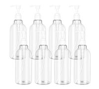 HEMOTON Distributeur de 500 ML, 8 Bouteilles vides avec Pompe à Pression, Bouteille doseuse récipient en Plastique pour Huile Essentielle, Cuisine, Salle de Bain