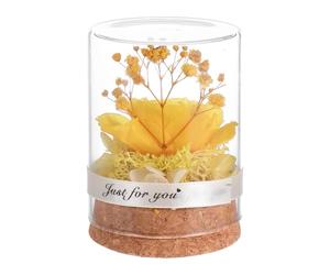 HEMOTON Dôme de Verre Rose Créatif pour Fleurs Immortelles, Jaune