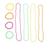 HEMOTON Ensemble 8 Pièces Colliers et Bracelets de Perles en Plastique Multicolores, Chaîne à Billes Légère pour Fête Mardi Gras, Accessoires de Déguisement et Décoration Festive