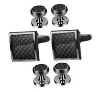 HEMOTON Ensemble Boutons de Manchette et Clous de Manchette pour Hommes, Style Smoking, Finition Émaillée, Couleur Noir, 6 Pièces, Accessoires Costume Cérémonie, Tenue Formelle