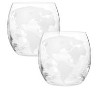 HEMOTON Ensemble De 2 Tasses En Verre Transparent Tasse Carte Du Monde Avec Impression Gobelets Pour Boissons Quotidiennes Bar Restaurant Mariage Cadeau