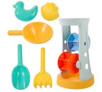 HEMOTON Ensemble de Jeu de Sable pour Garçon et Filles en Plastique, 6 Pièces, Couleur Naturelle, Incluant Seau, Pelle et Râteau, Jouets de Plage D'extérieur pour Creuser et Jeux