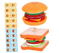 HEMOTON Ensemble de Jouets Éducatifs Sandwich et Hamburger en Bois 2 Pièces, Préscolaire avec Commande, Jeu D’Imitation pour Garçon et Filles, pour Développer la Motricité Comptage,
