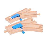 HEMOTON Ensemble de Rails de Train en Bois 2pcs avec Aiguillage et Courbe pour Garçon et Filles, Matériau Bois et Plastique, pour Encourager L'imagination et Créer des Circuits Variés