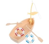 HEMOTON Ensemble Miniature Maison de Poupée Plage avec Bouée de Sauvetage, Bateau de Pêche et Accessoires de Décor D'été, Ornements Miniatures Réalistes pour Décoration de Maison