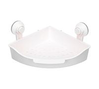 HEMOTON Étagère d'angle pour Salle de Bain Ventouse, Support en Plastique Blanc Anti-Rouille et Anti-âge, Rangement Pratique Hôtel, Installation sans Perçage