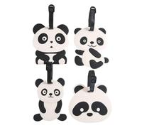 HEMOTON Étiquette Bagage Panda Cartoon Set Étiquette Nominative Valise Noire et Blanche Identification Valise pour Voyage et Sacs Scolaires