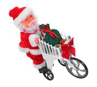 HEMOTON Figurine de Père Noël en Peluche avec Chariot de Courses Musical, Animé sans Batterie, Décoration Festive pour Garçon et Filles et Fêtes de Noël