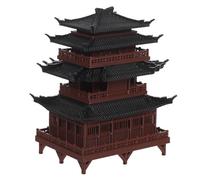 HEMOTON Figurine Miniature de Pavillon Chinois en Plastique Marron, Modèle Ancien Portable et Facile à Placer pour Projets de Micro Paysage et Bonsaï