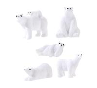 HEMOTON Figurines d'ours Polaire Miniatures pour Décoration Hivernale Extérieur, Ensemble 3 Kits de 5 Pièces, Résine Réaliste Blanc Neige, Ornements pour Micro-paysages Jardin et Présents