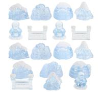 HEMOTON Figurines Micro-Paysage Arctique 18 Pcs Pingouins Miniatures, Igloo, Icebergs Moyens et Petits, Glacés Décoration Réaliste pour Aquarium, Modèle de Glacier et Scène