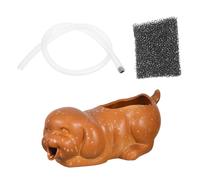 HEMOTON Fontaine Céramique Chien Jet d'eau pour Aquarium et Étang Décoration Intérieure et Extérieure avec Filtration Écologique Naturelle