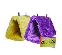HEMOTON Hamac Peluche pour Oiseaux et Petits Animaux Cachette Isolante S Gris Suspendu avec Crochets Bilatéraux Protection Froid Hiver