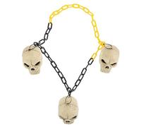 HEMOTON Joyau de la fête d'Halloween Jewel Collier décoratif d'Halloween avec pendentif tête de mort, 3 pendentifs crâne, chaîne de 1m, facile à mettre enlever, accessoire rétro chic pour