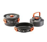 HEMOTON Kit Cuisine en Alliage D'aluminium de Camping pour 2-3 Personnes | Camping et Backpacking, Performance Fiable, Ensemble Trois Pièces, Léger, Cuisine Extérieure et Accessoires