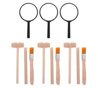 HEMOTON Kit De 3 Outils De Fouille De Dinosaures Outil De Fouille Archéologique pour Enfants avec Mini Marteau Ciseau Brosse Grattoir Et Loupe pour L'Excavation De Dinosaures Et La