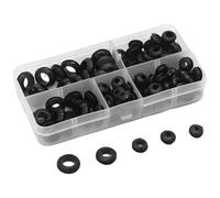HEMOTON Kit de Grommets en Caoutchouc Noir 105 Pièces 4 à 10 Mm