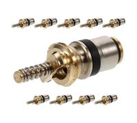 HEMOTON Kit de Noyau de Valve en Cuivre pour Climatisation Voiture R134a-3, 10 Pièces, Usage Multifonctionnel pour Recharge Précise et Réparation du Système de Climatisation Automobile