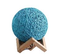 HEMOTON Lampe de Table Rotin et Bois Projection Étoile Romantique Veilleuse à USB Petite Lampe pour Chambre Support Bois