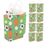 HEMOTON Lot de 12 Paquet Présents en Papier Kraft Moyen à Motif Ballon de Football Récipients Pliables pour Fête d'Anniversaire et Événements Sportifs Sachets de Collation Décoratifs et