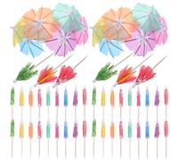 HEMOTON Lot de 150 Parasols à Cocktail en Papier et Bois, Décoratifs et Réutilisables pour Boissons et Salades de Fruits Lors D'événements Commerciaux et Célébrations