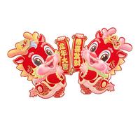 HEMOTON Lot de 2 Autocollants de Porte Dragon 3D en Flocage Velours Doré Décorations du Nouvel An Chinois pour Fête du Printemps Motifs Traditionnels Chinois pour Maison et Bureau 2024