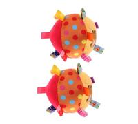 HEMOTON Lot De 2 Balles À Attraper À La Main Pour Bébé Et Tout-Petit Jouets Pour Bébé Étiquette En Ruban Sensoriel Balle Sensorielle Balle En Peluche Avec Son Étiquette En Peluche