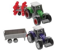 HEMOTON Lot de 2 Camions Jouets Tracteurs Agricoles en Plastique, Modèles Réduits Inertiels Verts et Bleus, Jouets Éducatifs pour Tout-Petits, Jeu de Ferme Réaliste et Solide