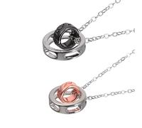 HEMOTON Lot de 2 Colliers Couple 2Pcs en Alliage Bicolore Double Anneau Décoration de Cou pour Hommes et Femmes Accessoire Mode pour Présent Romantique Saint-Valentin
