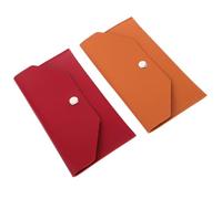 HEMOTON Lot de 2 Porte-Cartes de Visite en Cuir PU, Portefeuille Enveloppe Long Rectangulaire, Organiseur D'argenté Liquide pour Budget, Couleur Marron et Rouge Foncé, pour Gestion