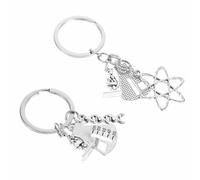 HEMOTON Lot de 2 porte-clés symbole de science ADN microscope, pour professeur de chimie et étudiant en biologie, alliage de zinc argenté, pour à dos et clés de Plusieurs styles