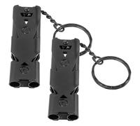 HEMOTON Lot de 2 Sifflets de Survie d'urgence Puissants en Acier Inoxydable Gris Foncé Étanches et Compacts Outils de Sécurité Extérieure pour Camping Randonnée et Situations de