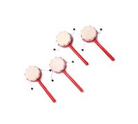 HEMOTON Lot de 2 Tambours Hochets Traditionnels en Peau de Mouton 7 Cm Manche en Bois Rouge, Jouets D'instruments de Musique pour Bébé, Jouets à Secouer Éducatifs pour Développement