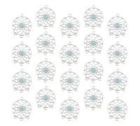 HEMOTON Lot de 20 Pendentifs en Alliage Argenté à Breloques Ajourées Turquoise pour Fabrication de Bijoux, Accessoires Délicats pour Collier et Bracelet DIY