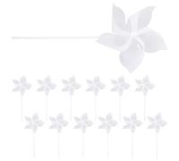 HEMOTON Lot de 24 Moulins à Vent Artisanaux en Plastique Blanc 20 Cm, Cinq Pales, Non Peints, Jouets Créatifs pour Garçon et Filles D’âge Préscolaire, Fournitures de Loisirs Créatifs