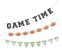 HEMOTON Lot de 3 Fanions Décoratifs à Thème Rugby Décorations de Fête Football Américain Kit Suspendu pour Anniversaire Sportif Bannière Festive pour Murs et Plafonds