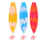 HEMOTON Lot de 3 Mini Planches de Surf en Plastique Colorées avec 3 Paires de Chaussures, Accessoires Déco pour Poupées, Fête Anniversaire, Thème Plage et Surf, Jouets D’été