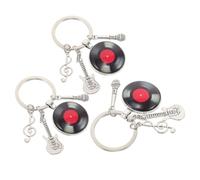 HEMOTON Lot De 3 Porte-Clés Musicaux pour À Dos, avec Pendentif en Forme De Guitare Et De Disque Vinyle, Idéal pour Les Fêtes Musicales. Inspiré par La Musique, Ce Porte-Clés Rétro
