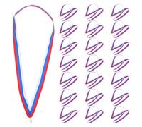 HEMOTON Lot de 30 Cordons pour Badges D'identification en Polyester Doux avec Clips Mousqueton de Sécurité, Lanières aux Trois Couleurs Rouge Bleu Blanc, pour Médailles Sportives,