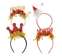 HEMOTON Lot de 4 Bandeaux Paillettes pour Nouvel An 2026 Serrage-Tête Léger et Confortable Accessoires Coiffure Femme et Homme pour Fête et Photos du Réveillon