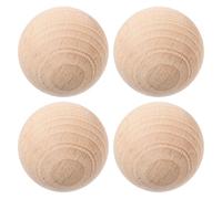 HEMOTON Lot de 4 Boules de Croquet en Bois Naturel Rondes 6 Cm - Balles pour Jeux de Pelouse et Loisirs Créatifs - Sphères Résistantes aux Intempéries pour Activités en Plein Air
