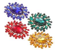 HEMOTON Lot De 4 Broches Pour Femmes Vintage En Alliage, Pierres Précieuses Colorées Rouge Vert Jaune Bleu, Décoratives Pour Mariage Et Fête, Taille Délicate Et Finition Soignée