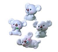 HEMOTON Lot de 4 Miniatures Koala en Résine Artisanale, Figurines Décoratives pour Jardin Miniature et Bureau, Statuettes Animales Adorables, Accessoires Décoratifs pour Maison de Poupée,