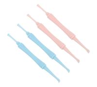 HEMOTON Lot de 4 Outils de Nettoyage des Oreilles à Double Tête Spirale Solide en Plastique Kit Polyvalent pour Élimination du Cérumen Usage Quotidien et Soin des Couleur Aléatoire