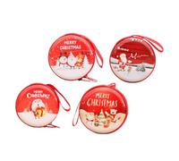 HEMOTON Lot de 4 Porte-Monnaie de Noël pour Garçon et Filles Petite Taille Compacte Matière Résistante Fermeture Éclair pour Bonbons et Friandises Motifs Festifs Rouges Assortis