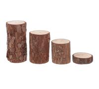 HEMOTON Lot de 4 Rondins de Bois Naturel pour Cage Hamster, Accessoires Décoratifs Ronds 4cm, Épaisseurs Variées, Base Créative pour Habitat Sain, Petit Animal, Maison et Jardin