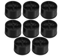 HEMOTON Lot de 8 Pieds de Meuble Reglable en Plastique Noir, Pieds de Nivellement Ronds pour Bureau et Canapé, Design Ajustable pour Maison et Bureau